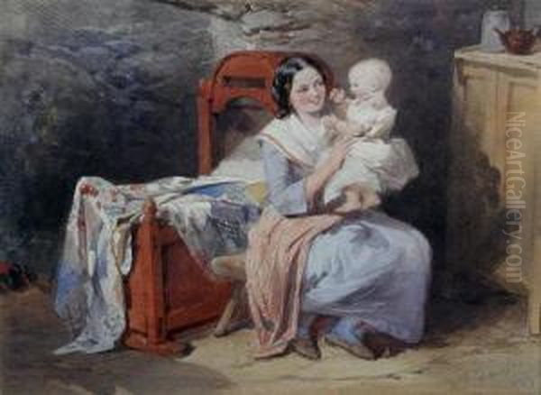 A Young Mother With Her Baby In An Interior - view 1