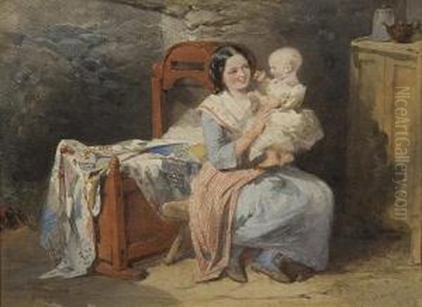 Mother And Child Within A Cottageinterior - view 1