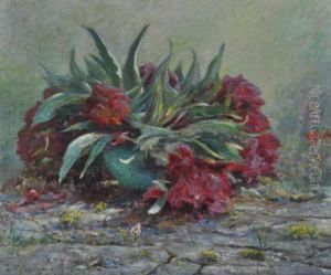 Still Life Study "floppy Peonies" by William Augustus Rixon