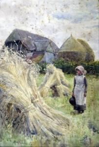 Girl In A Harvest Field by William Augustus Rixon