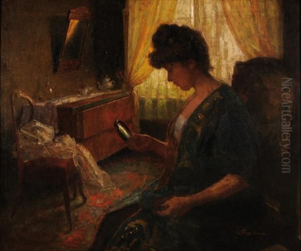 Interno Con Donna Allospecchio - view 1