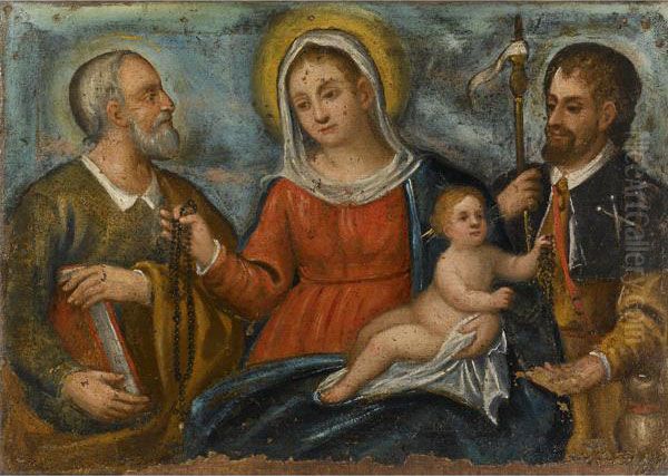 Madonna Del Rosario Col Bambino, San Rocco E Un Altro Santo - view 1
