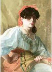 La Joueuse De Tambourin by Alcide Theophile Robaudi
