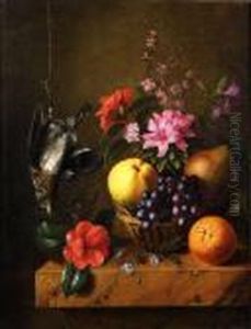 Nature Morte Au Panier De Fruits by Henri Robbe