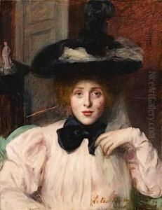 Portrait De Femme Au Chapeau Noir
