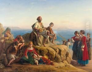 L'improvisateur Napolitain Au Cap Misene. by Aurele Robert