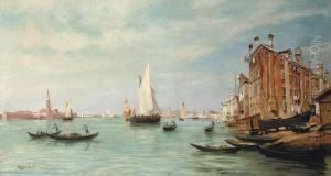 Canale Della Giudecca, Palazzo Ducale And Santa Maria De La Salute, Venice by Robert Charles Gustave Laurens Mols
