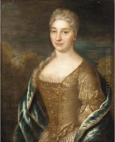 Portrait Of A Mademoiselle De Maricault, Half Length, Wearing A Brown Embroidered Dress - view 1