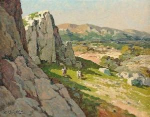 Sommerliche Berglandschaft Mit Ziegen by Emile Robert