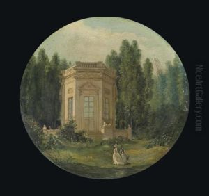 Les Jardins Du Petit Trianon Avec Le Belvedere A Versailles by Hubert Robert
