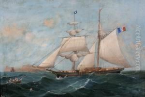 Voilier Franais Au Large D'une Cte by L. Robert