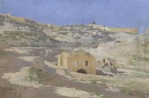 View Of A Village In Palestine.