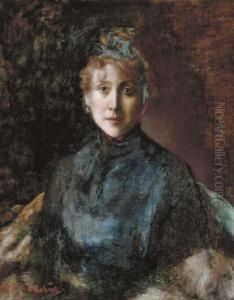 Portrait Of A Lady In A Blue Dress by Paul Robert