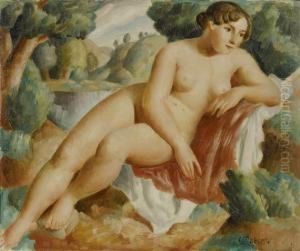 Nu Feminin Dans La Nature by Theophile Paul Robert
