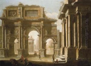 Caprice Architectural Avec L'arc De Constantin A Rome by Domenico Roberti