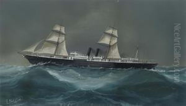 The Pacific Steam Navigation Company's
Liguria
In A Gale In The Bay Of Biscay - view 1