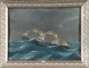 Barque Emma In A Gale by Luigi Roberto
