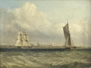 A Danish Trading Brig Off A Port, Thought To Be Antwerp by D. Roberts