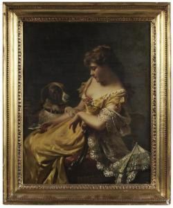 Woman With Letter And Her Dog by Edwin Thomas Roberts