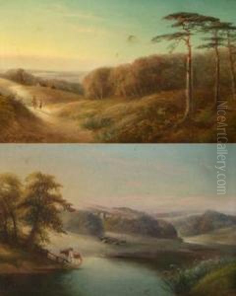 Rural Landscapes With Cattle Watering At Riverside - view 1