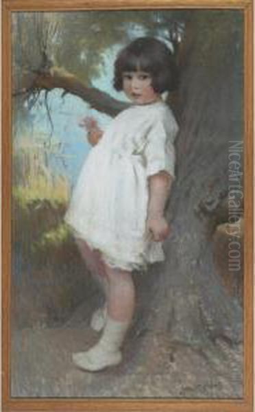 Young Girl Holding A Flower By The River - view 1
