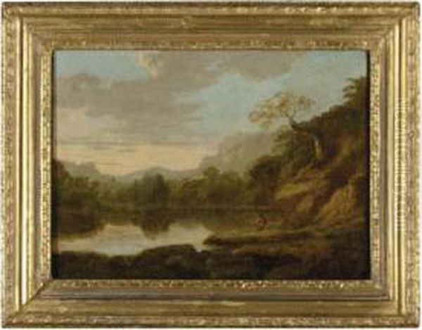 Landscape With A Traveler Resting By Water's Edge - view 1