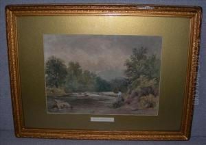 Angell Roberts View Ofthe River Usk by Thomas Edward Roberts