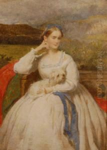 Portrait Of A Woman With A Terrier by Andrew Robertson