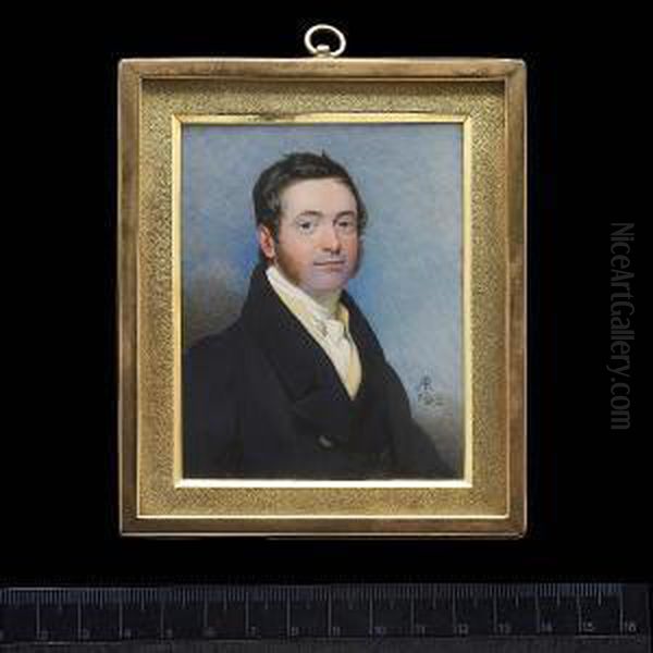 A Gentleman, Wearing Blue Coat With Gold Buttons, Yellow Waistcoat, Chemise And Tied Cravat. - view 1