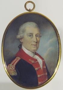 An Officer Of The United States Infantry, Wearing Blue Uniform With Red Facings, Braided Button Holes And Epaulette, His Powdered Wig Worn by Archibald Robertson