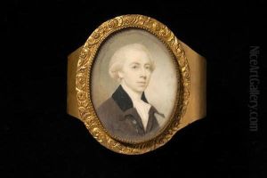 A Pair Of Portraits Of Gentleman, One Wearing A White Coat, The Other Wearing Brown, Both With Powdered Wigs by Charles I Robertson