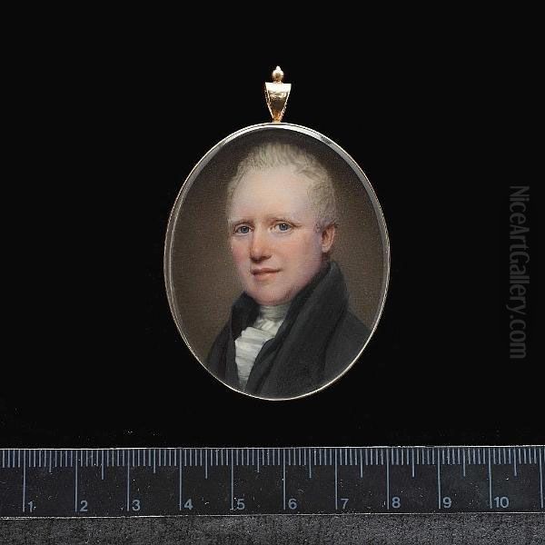 A Gentleman, Wearing Black Coat, Matching Waistcoat And Frilled White Chemise. - view 1