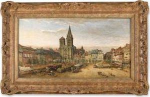 The Cathedral Of St. Pierre And Market Place, Lisieux, Calvados, France by James Robertson Collie
