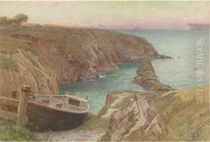 A Coastal Landscape With Sheep Grazing In The Foreground by George Robertson