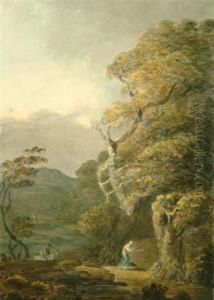 A Figure In Woodland Under Storming Skies A Figure In Woodland Under Storming Skies