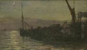 Ipswich Dock Scene At Dusk by Henry Robertson