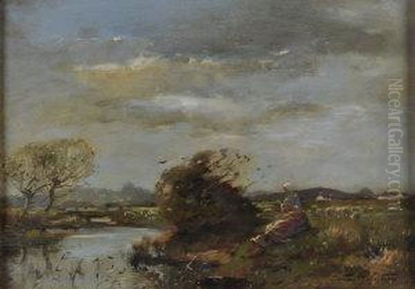 Shepherdess At A Riverside - view 1