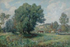 Aheavy Horse Pulling A Narrow Boat Along A Canal Aheavy Horse Pulling A Narrow Boat Along A Canal