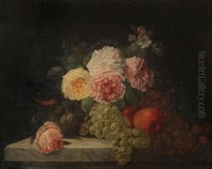 Stilleven Met Vink, Vogelnest En Bloemen Opstenen Entablement Stilleven Met Vink, Vogelnest En Bloemen Opstenen Entablement