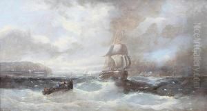 Ships Off The Coast Under Stormy Skies Ships Off The Coast Under Stormy Skies