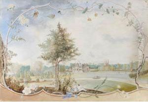 The Grounds Of Honington Hall, Warwickshire, Showing The South And West Fronts by Thomas Sen Robins