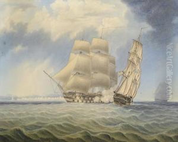 A British Third Rate Engaging A Spanish Two-decker Off Cadiz - view 1