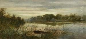 Fenland River Scene At Dusk