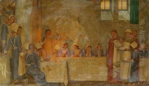 Nurses At Cloister by Frederick Cayley Robinson
