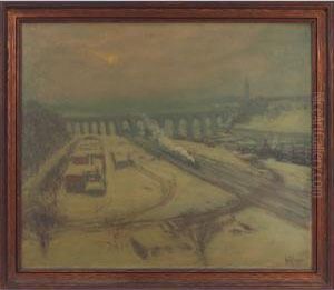 Snowy Train Station by Hal Robinson