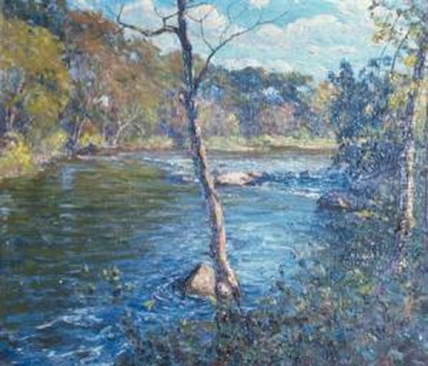 Sunlit River Landscape - view 1