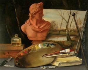 Still Life With Artist's Palette And Bust Of The Apollobelvedere