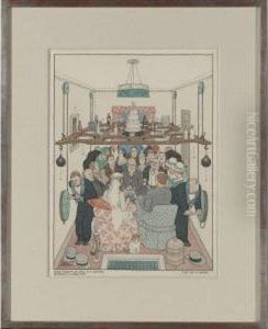 Sane Economy Of Space At A Wedding Reception In A Smallflat by William Heath Robinson