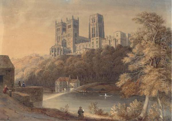 An Artist Sketching Before Durham Cathedral - view 1