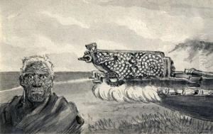 A Carved Chief 'te Kuha' And Sea-going War Canoe 'hine-tapu' by Horatio Gordon Robley
